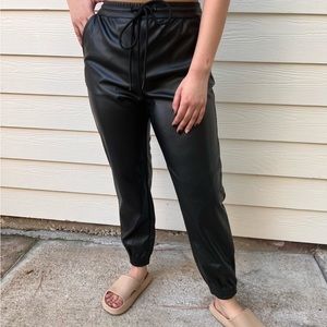 Faux leather joggers